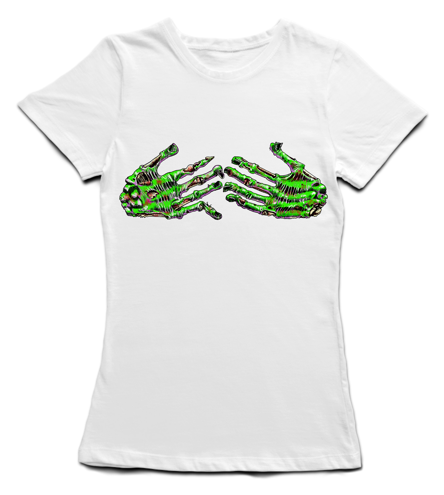 Camiseta Chica Abrazo Zombie en blanco