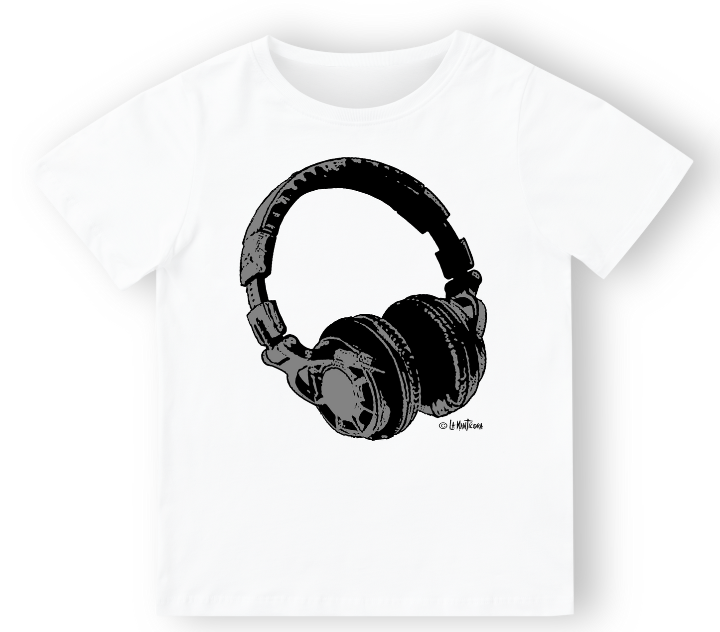 Camiseta bebé Auriculares gris en blanco