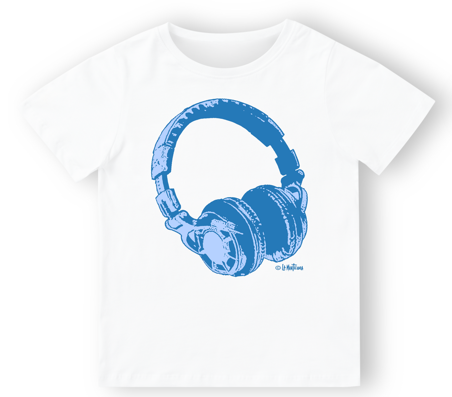 Camiseta bebé Auriculares azules en blanco