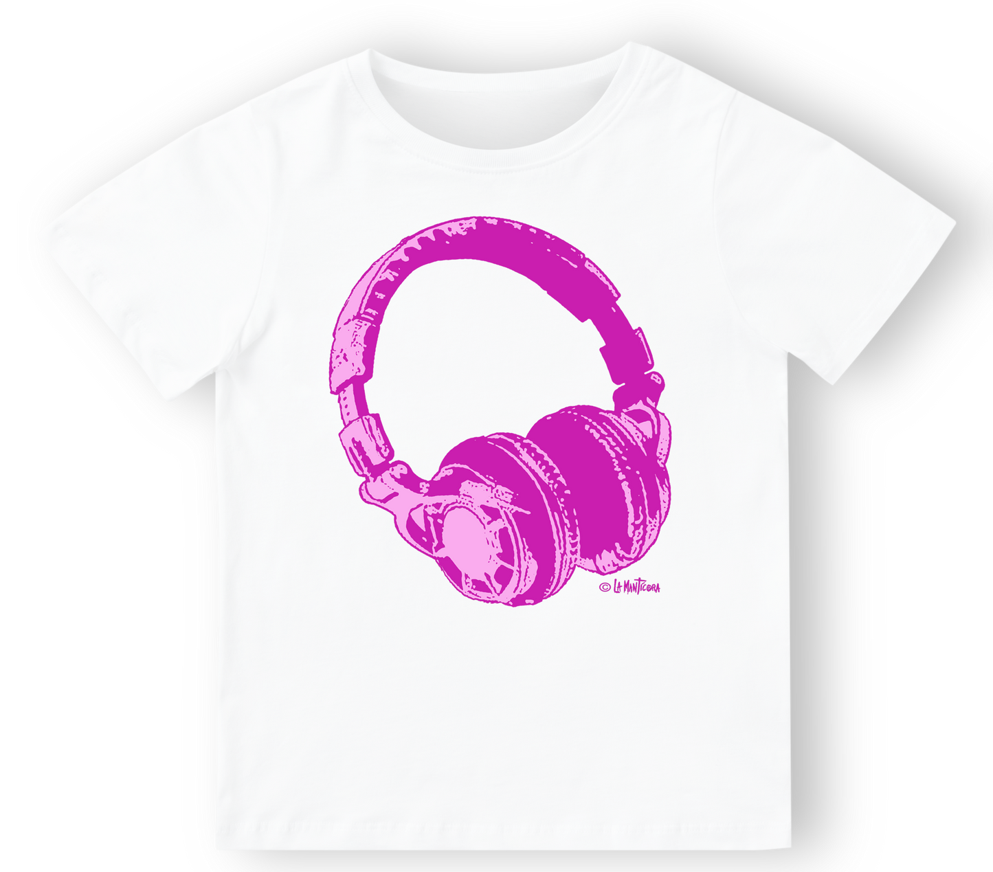 Camiseta bebé Auriculares rosa en blanco