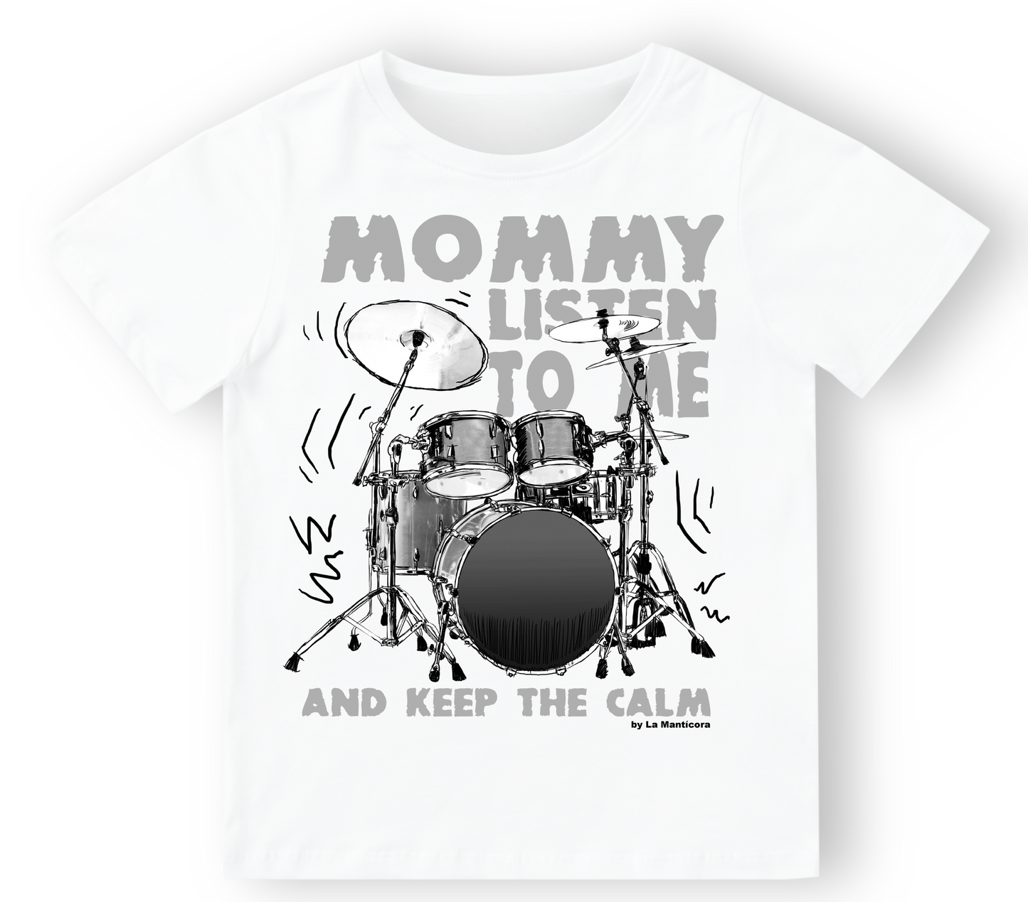 Camiseta bebé Bateria Monny listen to me en blanco