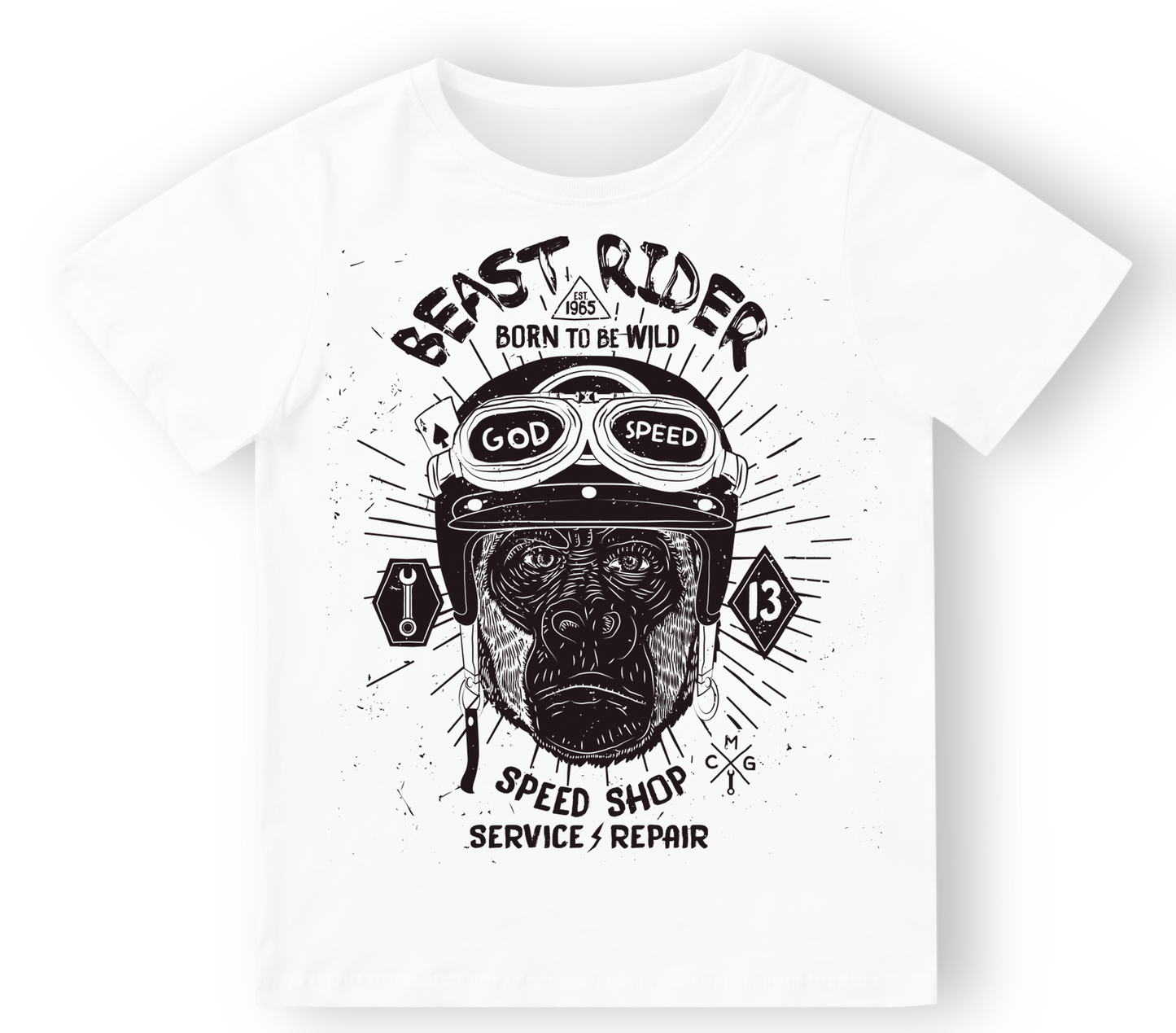 Camiseta bebé Beast ryder en blanco