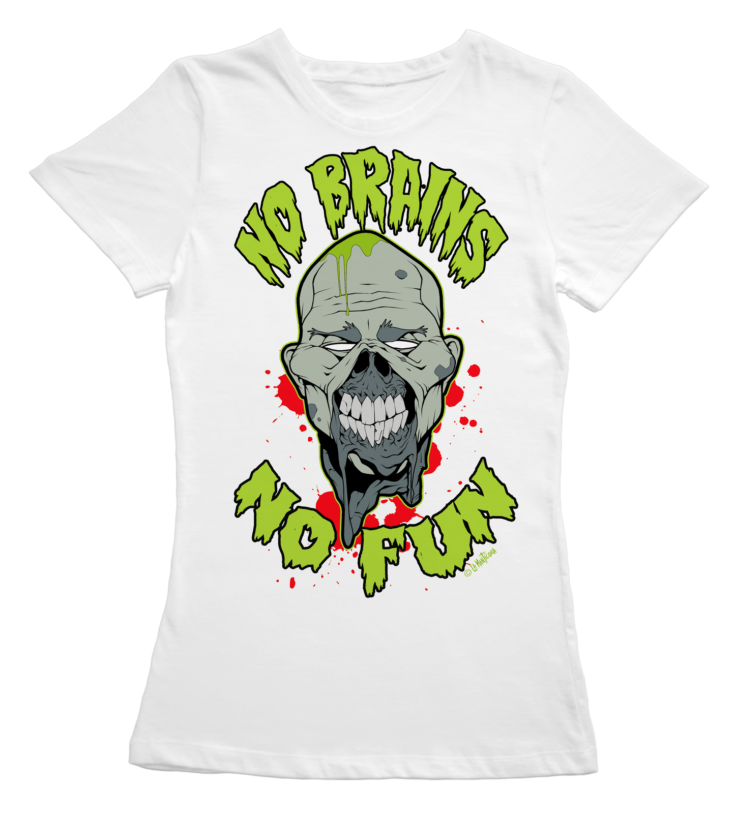 Camiseta Chica No Brains No Fun en blanco