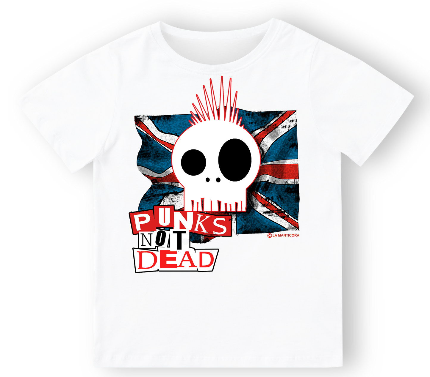 Camiseta niño Punks not dead en blanco